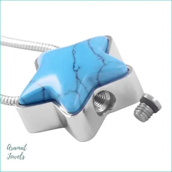 Stervormige Stalen Ashanger &acirc;&euro;&ldquo; Gedenksieraad Zonder Ketting - Vingerafdruk-2cm - U