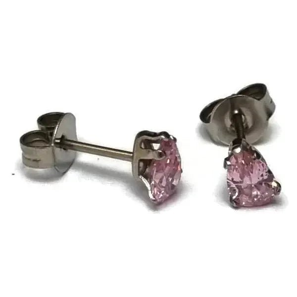 Zirkonia Druppeloorbellen van Staal - 6x4mm / Rood -