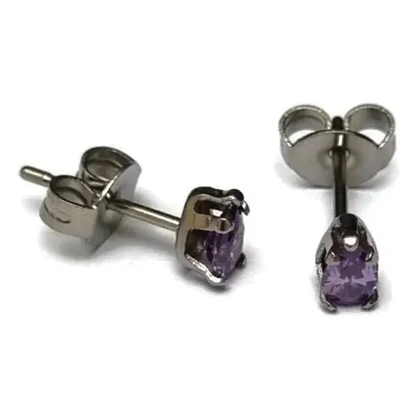 Zirkonia Druppeloorbellen van Staal - 5x3mm / Paars -