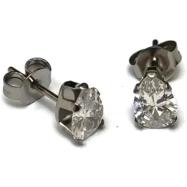 Zirkonia Druppeloorbellen van Staal - 7x5mm / Transparant -
