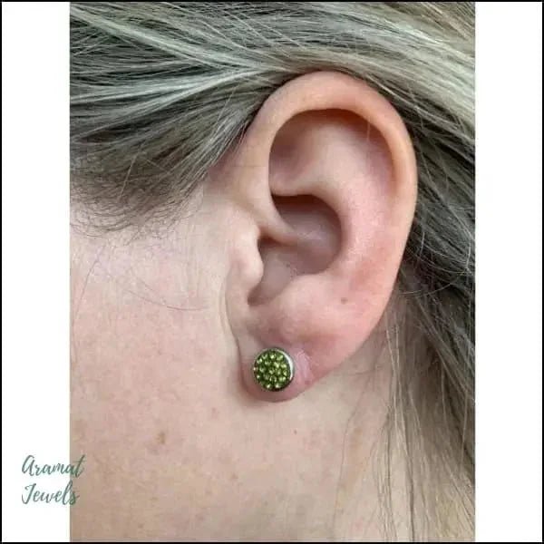 Druzy Oorbellen met Kristal RVS - Blauwgroen -
