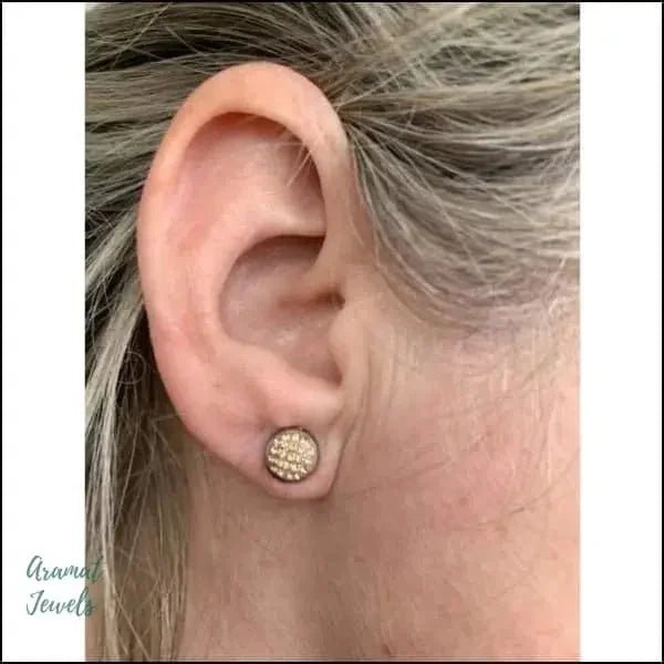 Druzy Oorbellen met Kristal RVS - Champagne -