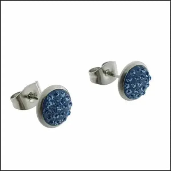 Druzy Oorbellen met Kristal RVS - Licht Blauw -