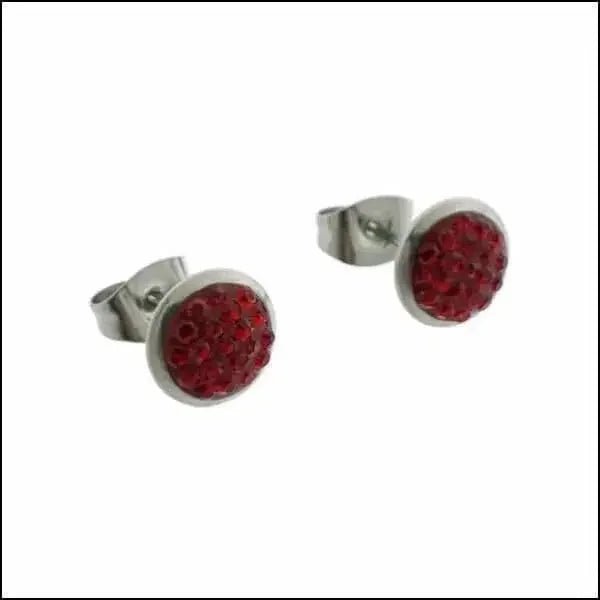 Druzy Oorbellen met Kristal RVS - Rood -