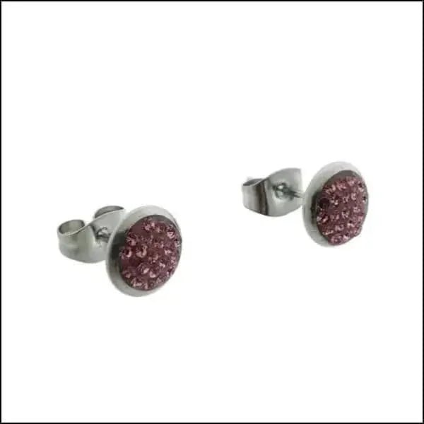 Druzy Oorbellen met Kristal RVS - Roze -