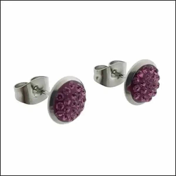 Druzy Oorbellen met Kristal RVS - Fuchsia Roze -