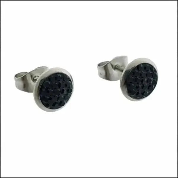 Druzy Oorbellen met Kristal RVS - Zwart -
