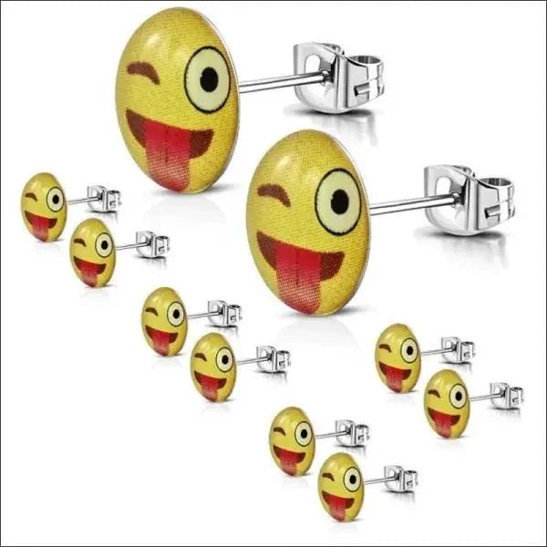 Vrolijke Gele Smiley Oorstekers 9mm - Smiley-Lekkerbek-9mm -
