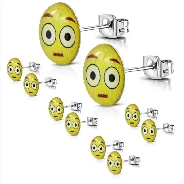 Vrolijke Gele Smiley Oorstekers 9mm - Smiley-Schaterlach met tranen-9mm -