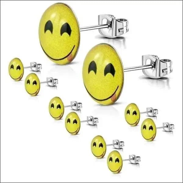 Vrolijke Gele Smiley Oorstekers 9mm - Smiley-Lekkerbekje-9mm -