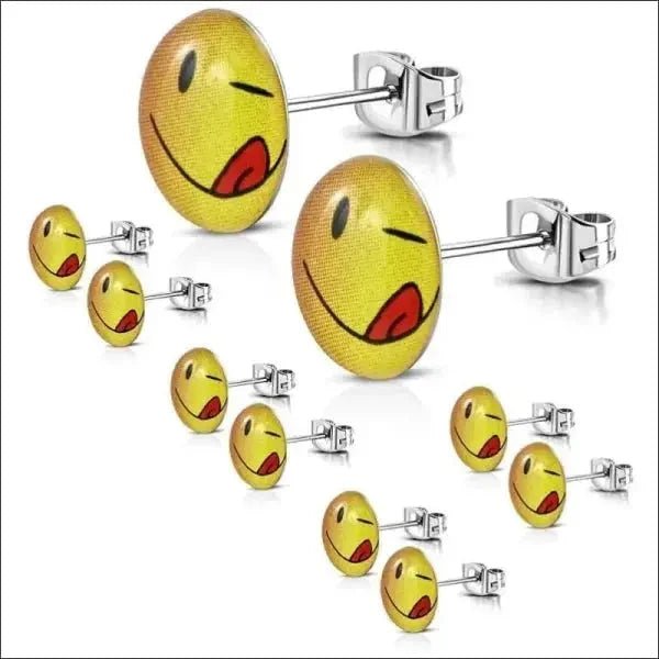 Vrolijke Gele Smiley Oorstekers 9mm - Smiley-Lekkerbekje-9mm -