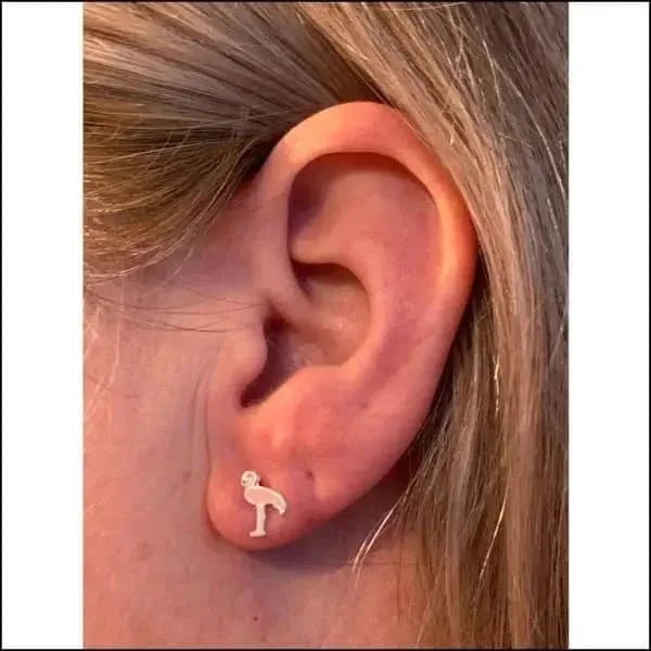 925 Zilveren Flamingo Oorbellen 10mm - Schattige Vogel Oorstekers - Roze-8x6mm - Unisex