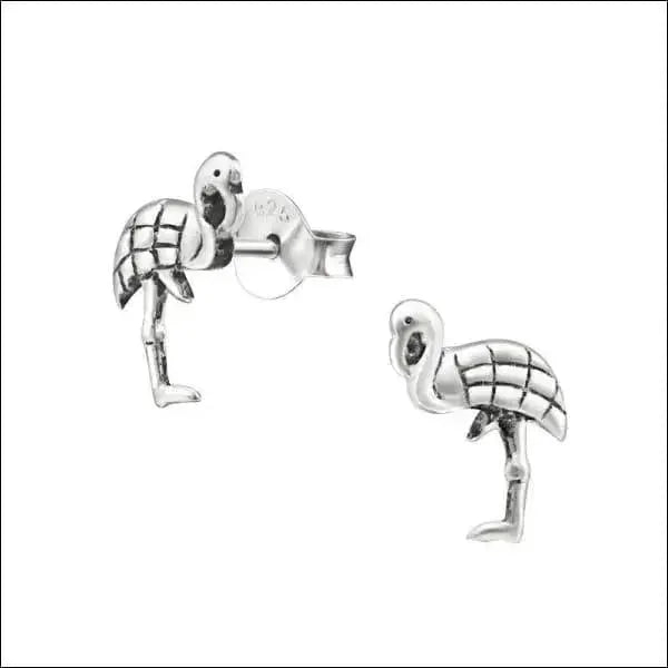 925 Zilveren Flamingo Oorbellen 10mm - Schattige Vogel Oorstekers - Zilver-9x7mm -
