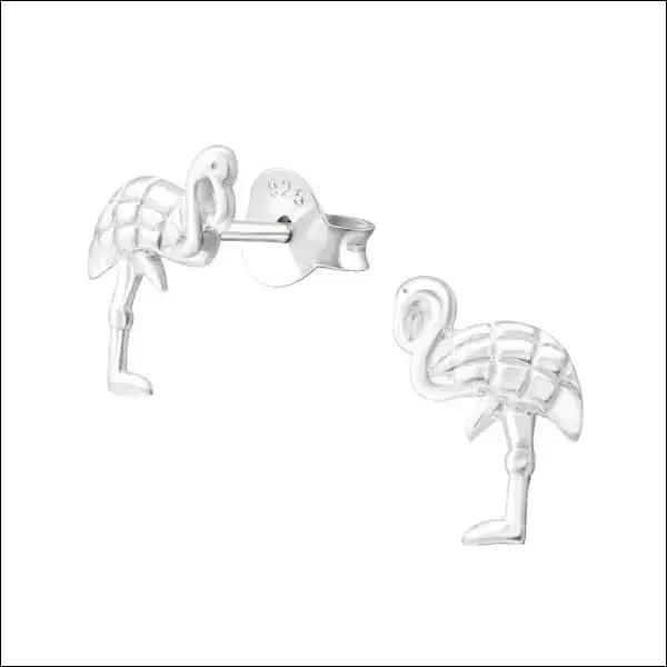 925 Zilveren Flamingo Oorbellen 10mm - Schattige Vogel Oorstekers - Zilver-9x7mm -