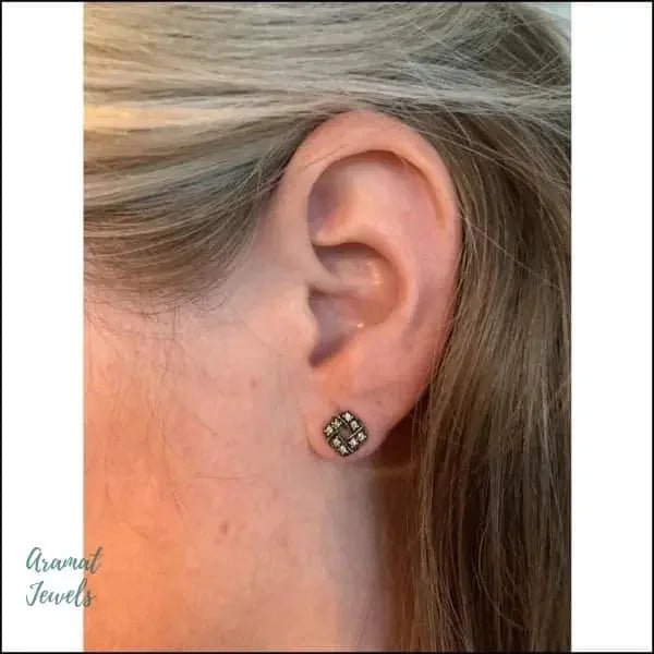 Zilveren Geoxideerde Oorbellen vrouw - Waaier-Transparant-10x7mm -