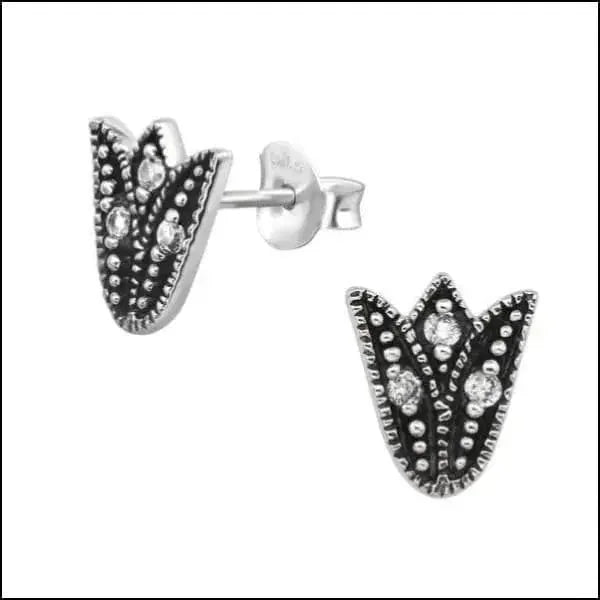 Zilveren Geoxideerde Oorbellen vrouw - Bar-Black Diamond-8x2mm -