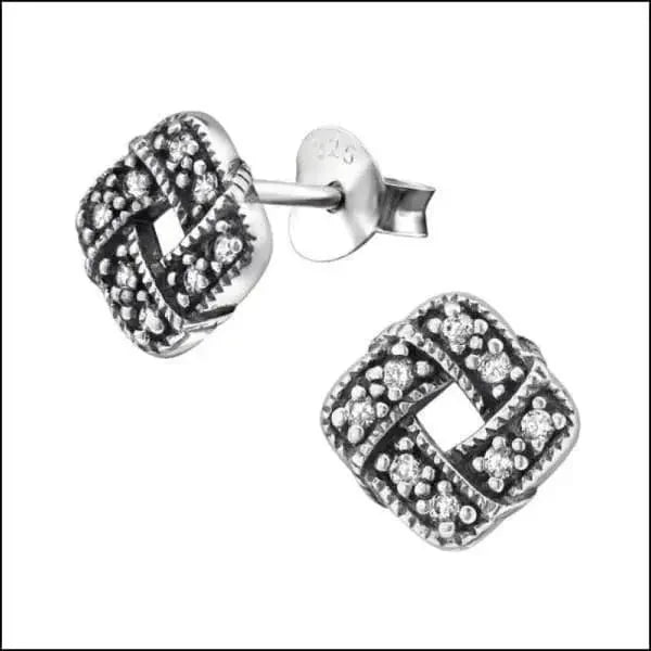Zilveren Geoxideerde Oorbellen vrouw - Bar-Black Diamond-8x2mm -