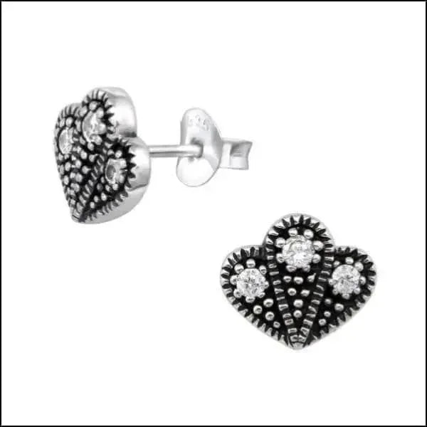 Zilveren Geoxideerde Oorbellen vrouw - Blad-Zwart-9x7mm -