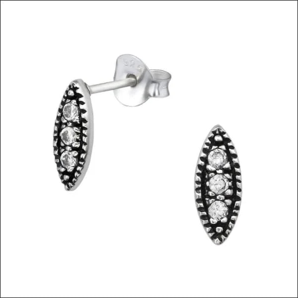 Zilveren Geoxideerde Oorbellen vrouw - Ovaall-Transparant-9x4mm -