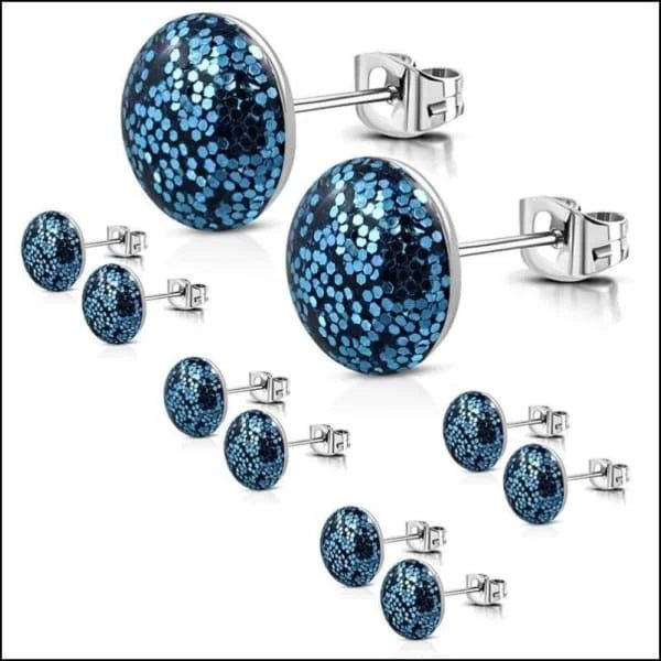RVS Glitter Oorbellen 8mm Diverse Kleuren - Sprankelende Oorstekers - 8mm / Licht Groen -