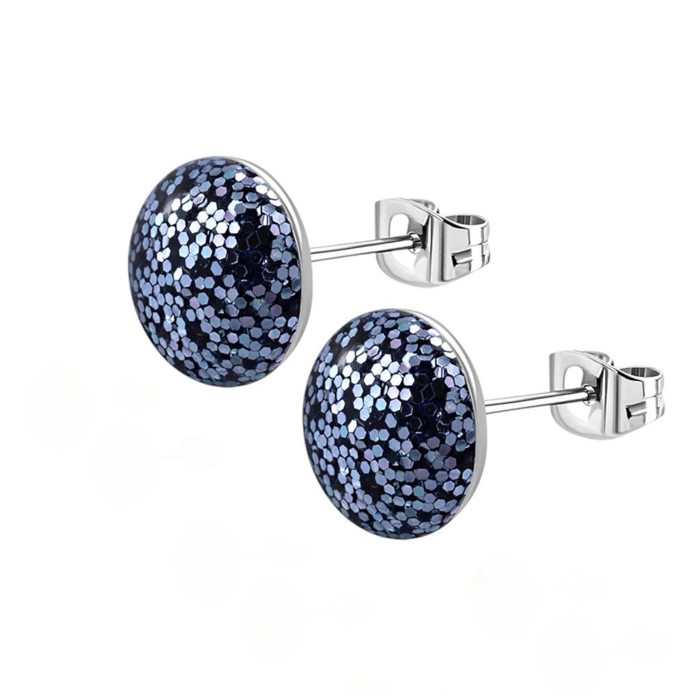 RVS Glitter Oorbellen 8mm Diverse Kleuren - Sprankelende Oorstekers - 8mm / Saffier Blauw -
