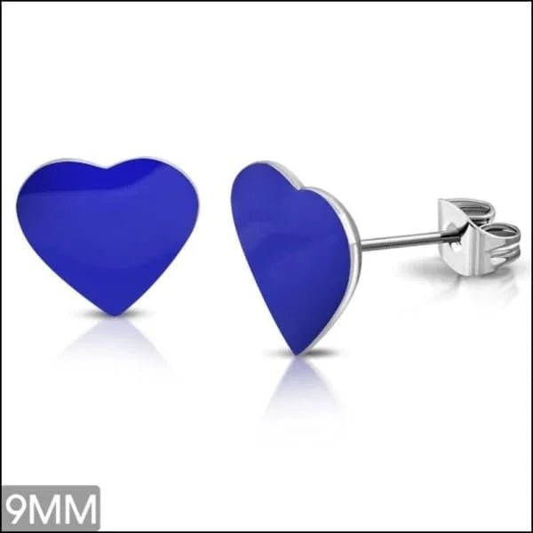 Vrolijke Acryl Oorbellen met Hartje - 8mm / Donker Blauw -