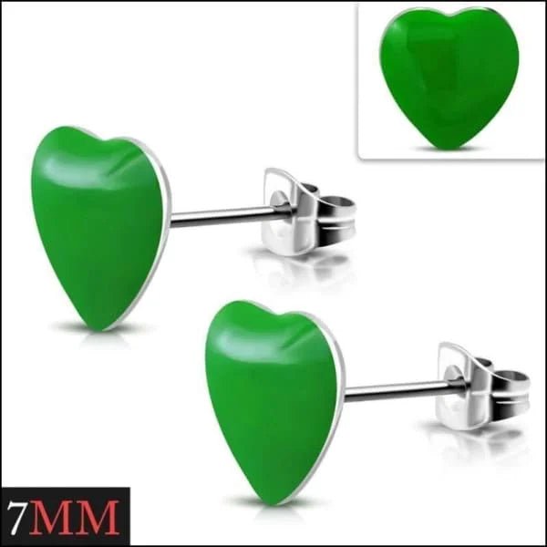 Vrolijke Acryl Oorbellen met Hartje - 7mm / Groen -