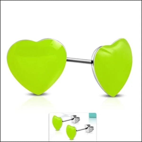 Vrolijke Acryl Oorbellen met Hartje - 8mm / Licht Groen -