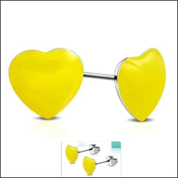 Vrolijke Acryl Oorbellen met Hartje - 8mm / Geel -