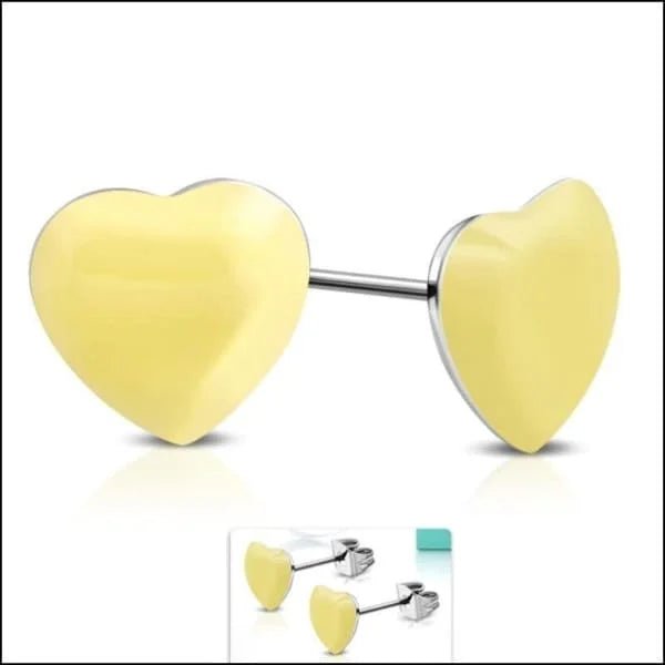 Vrolijke Acryl Oorbellen met Hartje - 8mm / Geel -