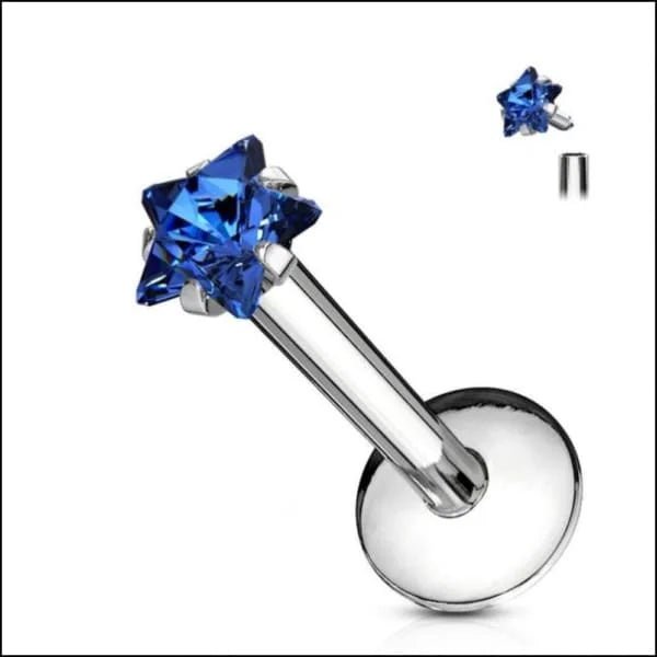 RVS Labret Piercing met Zirkonia Ster 8x1.2mm - Helix Tragus - Rood / 3mm - Heren