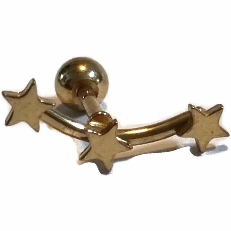 Sterren Helix Piercing - Goudkleur Staal - Unisex