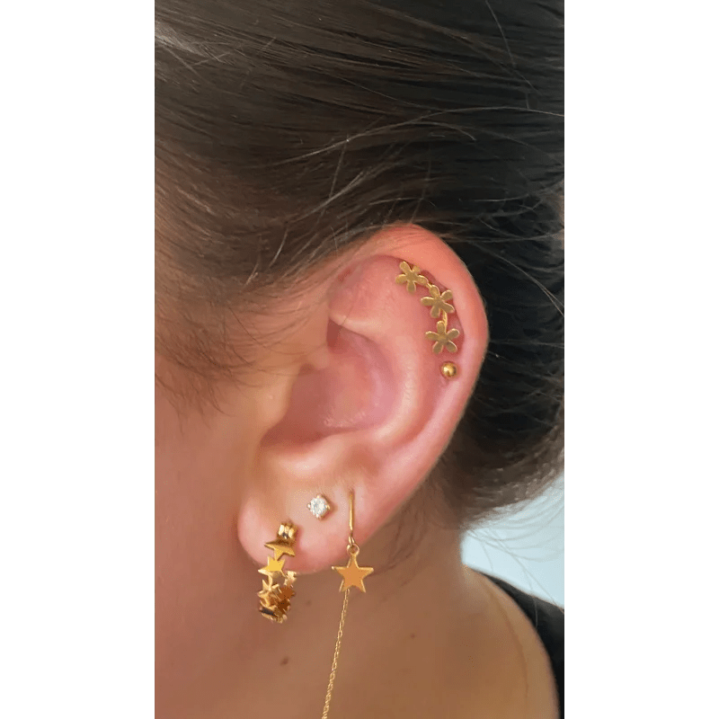 Chirurgisch Stalen Goudkleur Bloem Helixpiercing - Unisex