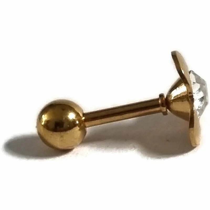 Goudkleurige Helix Piercing met Steentje - Unisex