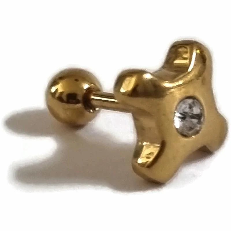 Helixpiercing met Kruis en Steentje - Unisex