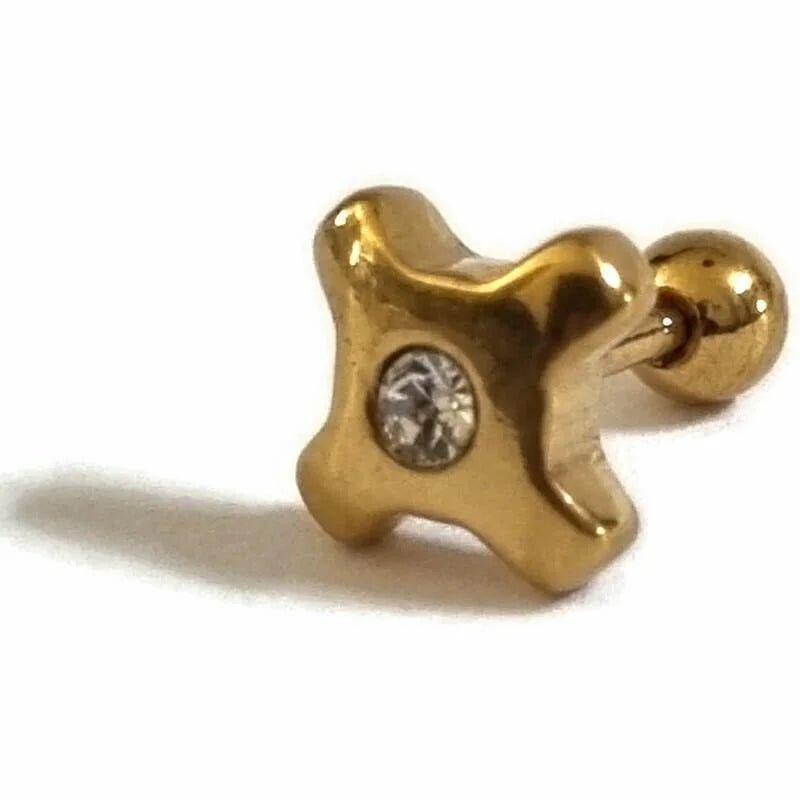Helixpiercing met Kruis en Steentje - Unisex