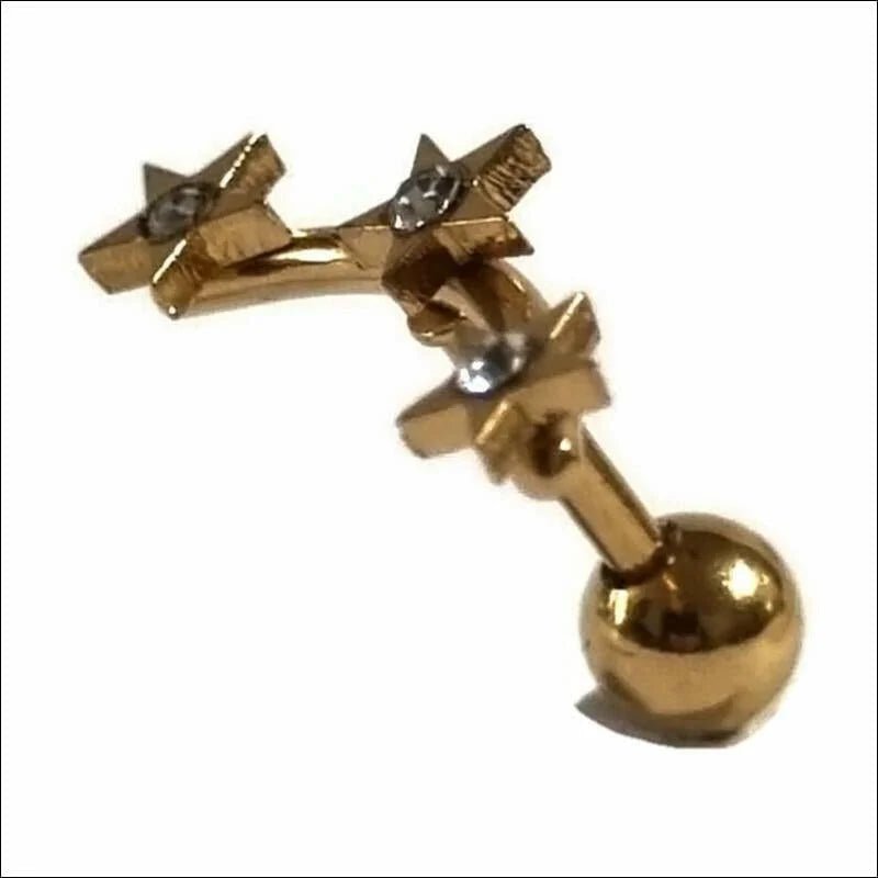 Sterren Helixpiercing met Steentjes Goudkleur - Unisex