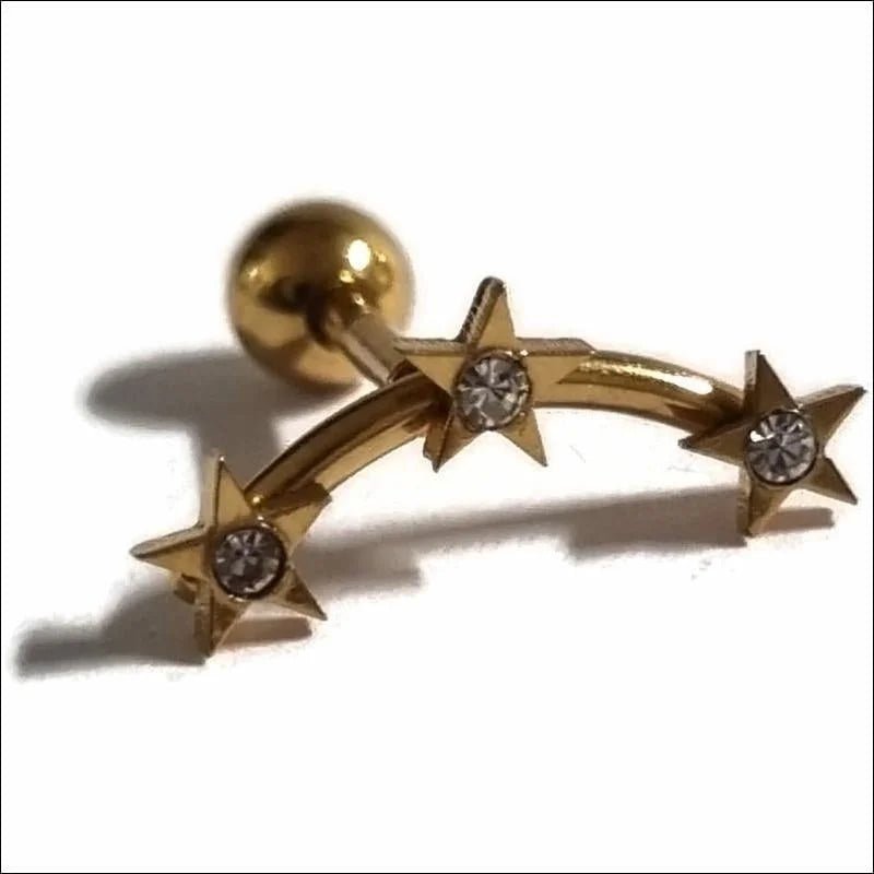 Sterren Helixpiercing met Steentjes Goudkleur - Unisex