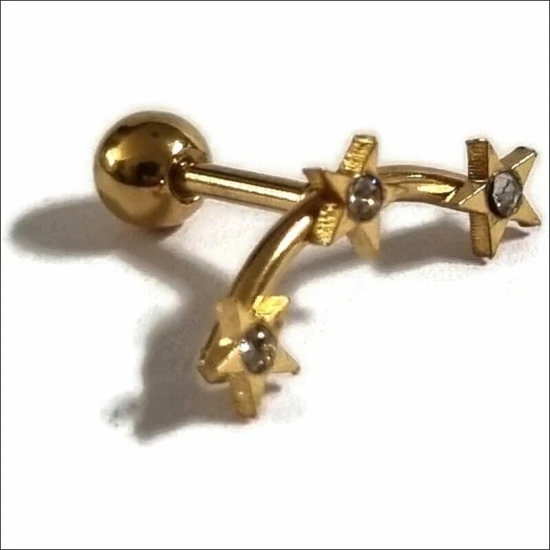 Sterren Helixpiercing met Steentjes Goudkleur - Unisex
