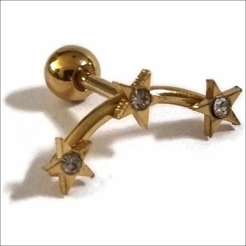 Sterren Helixpiercing met Steentjes Goudkleur - Unisex