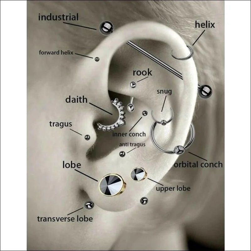 Sterren Helixpiercing met Steentjes Goudkleur - Unisex