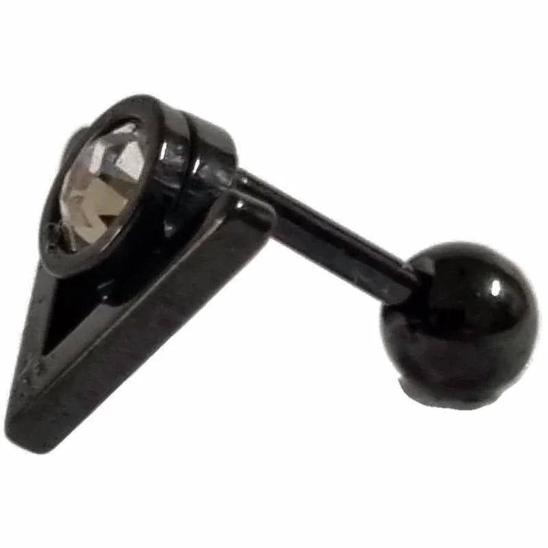 Zwarte Helix Piercing met Steentje - Chirurgisch Staal - Unisex