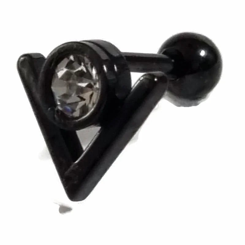Zwarte Helix Piercing met Steentje - Chirurgisch Staal - Unisex