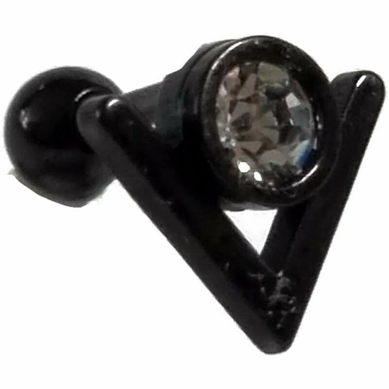 Zwarte Helix Piercing met Steentje - Chirurgisch Staal - Unisex