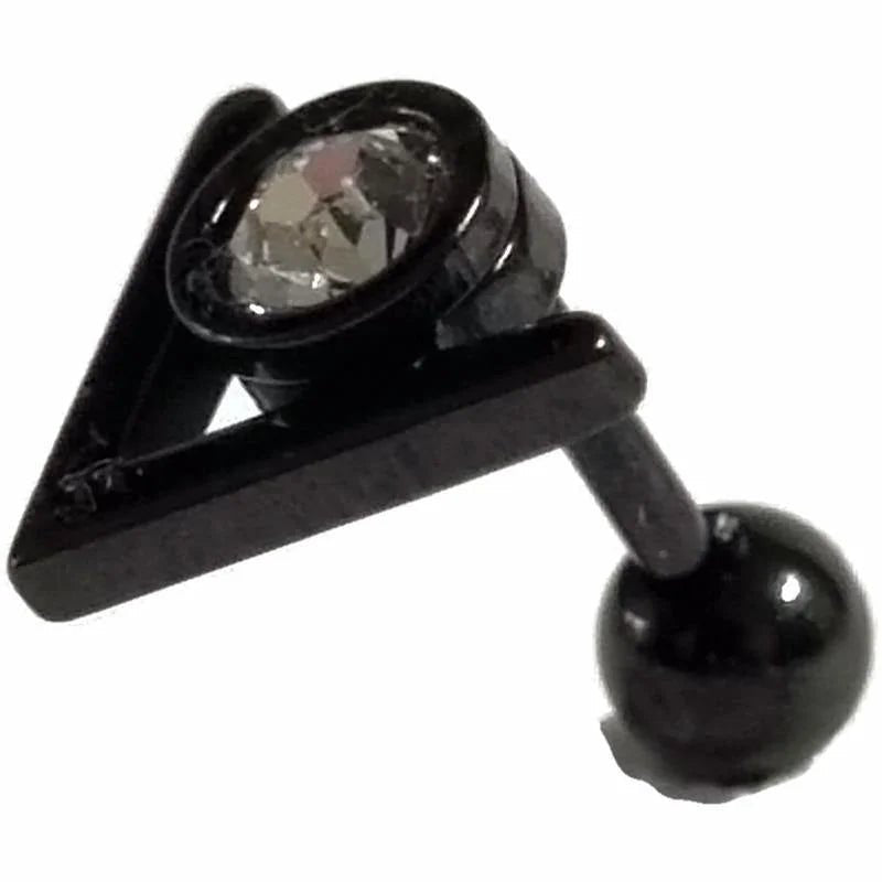 Zwarte Helix Piercing met Steentje - Chirurgisch Staal - Unisex