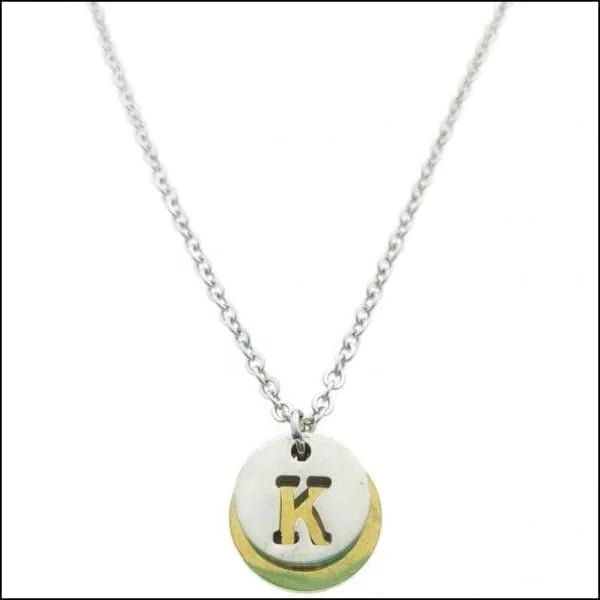 Stalen Initiaal Ketting met Ronde Letter Hanger &acirc;&euro;&ldquo; Gepersonaliseerde Ketting - E -