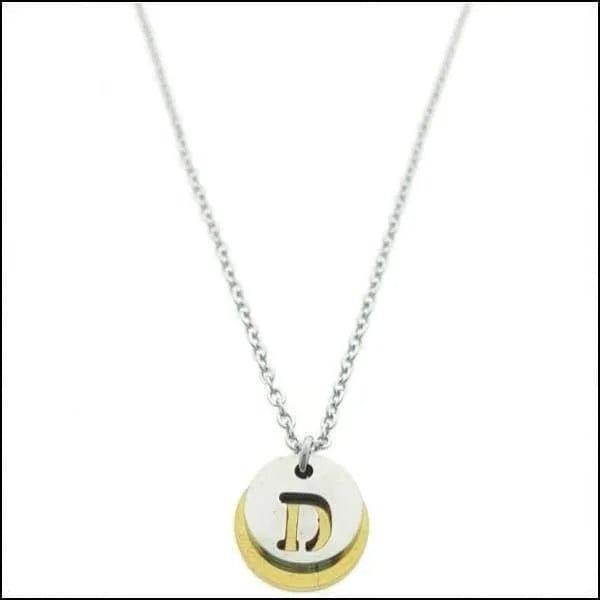 Stalen Initiaal Ketting met Ronde Letter Hanger &acirc;&euro;&ldquo; Gepersonaliseerde Ketting - F -