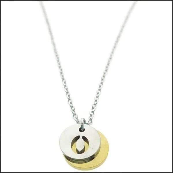 Stalen Initiaal Ketting met Ronde Letter Hanger &acirc;&euro;&ldquo; Gepersonaliseerde Ketting - O -