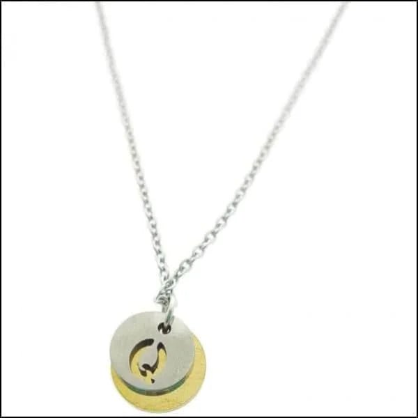 Stalen Initiaal Ketting met Ronde Letter Hanger &acirc;&euro;&ldquo; Gepersonaliseerde Ketting - Q -