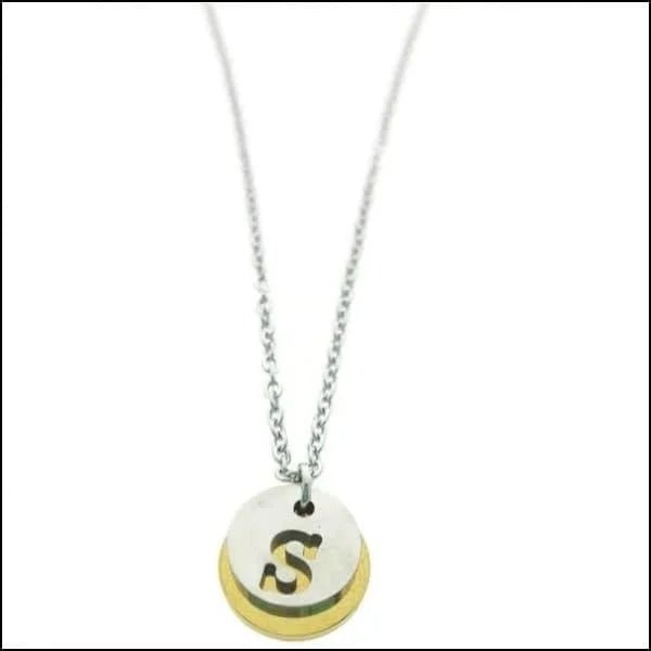 Stalen Initiaal Ketting met Ronde Letter Hanger &acirc;&euro;&ldquo; Gepersonaliseerde Ketting - S -